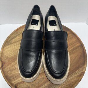 Dolce Vita Womens Black Chunky Heeled Loafers Size 8.5 Leather & Rubber Sole‎